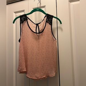 Pink blouse with black accents